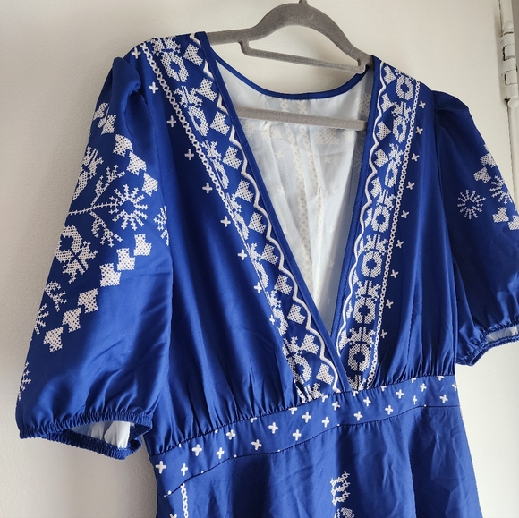 Blue Geometric Dress XL - Picture 3 of 4